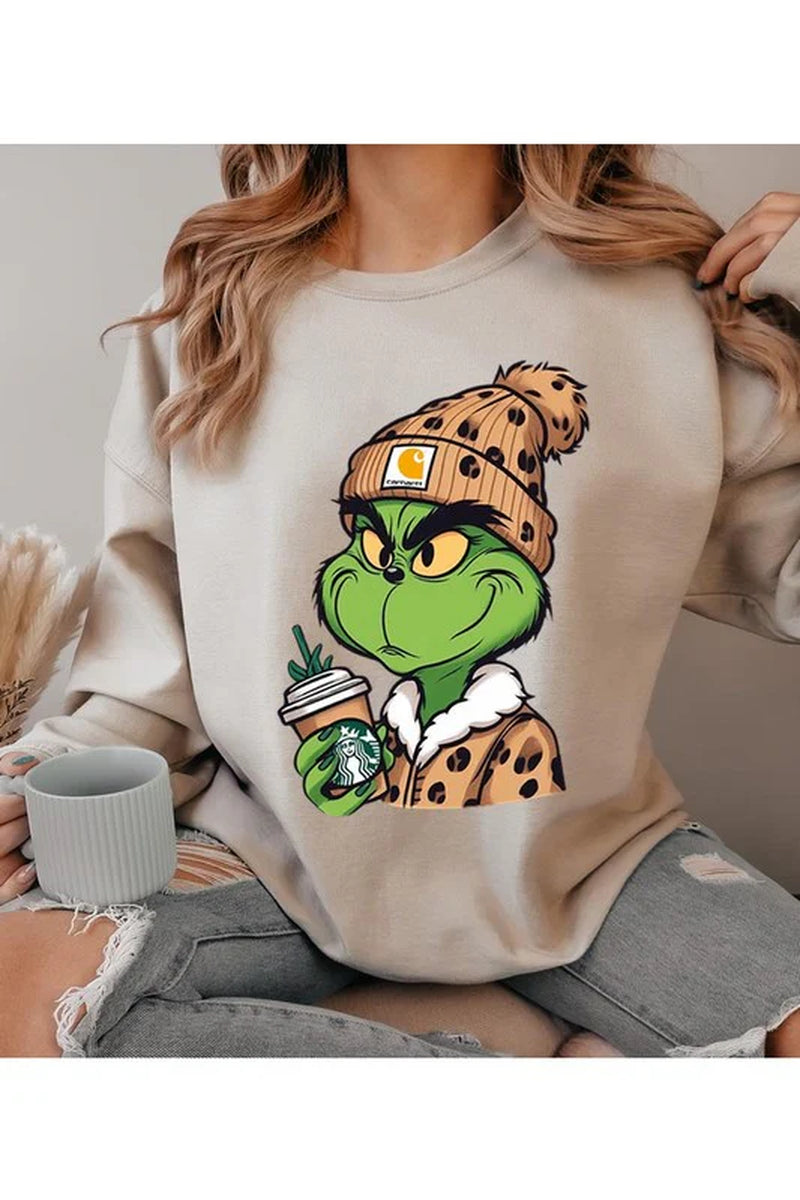 Cozy Up with Our Unisex Grinch Christmas Fleece Sweatshirt - Perfect for the Holiday Season!