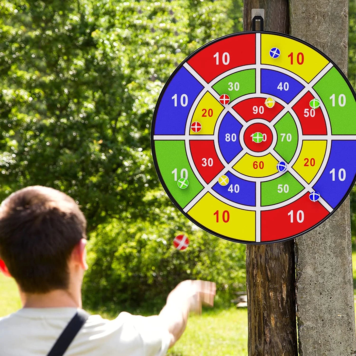 CJUAN 29" Large Dart Board Set for Kids - Fun Indoor & Outdoor Game with 12 Sticky Balls - Perfect Birthday Gift for Ages 3 to 12
