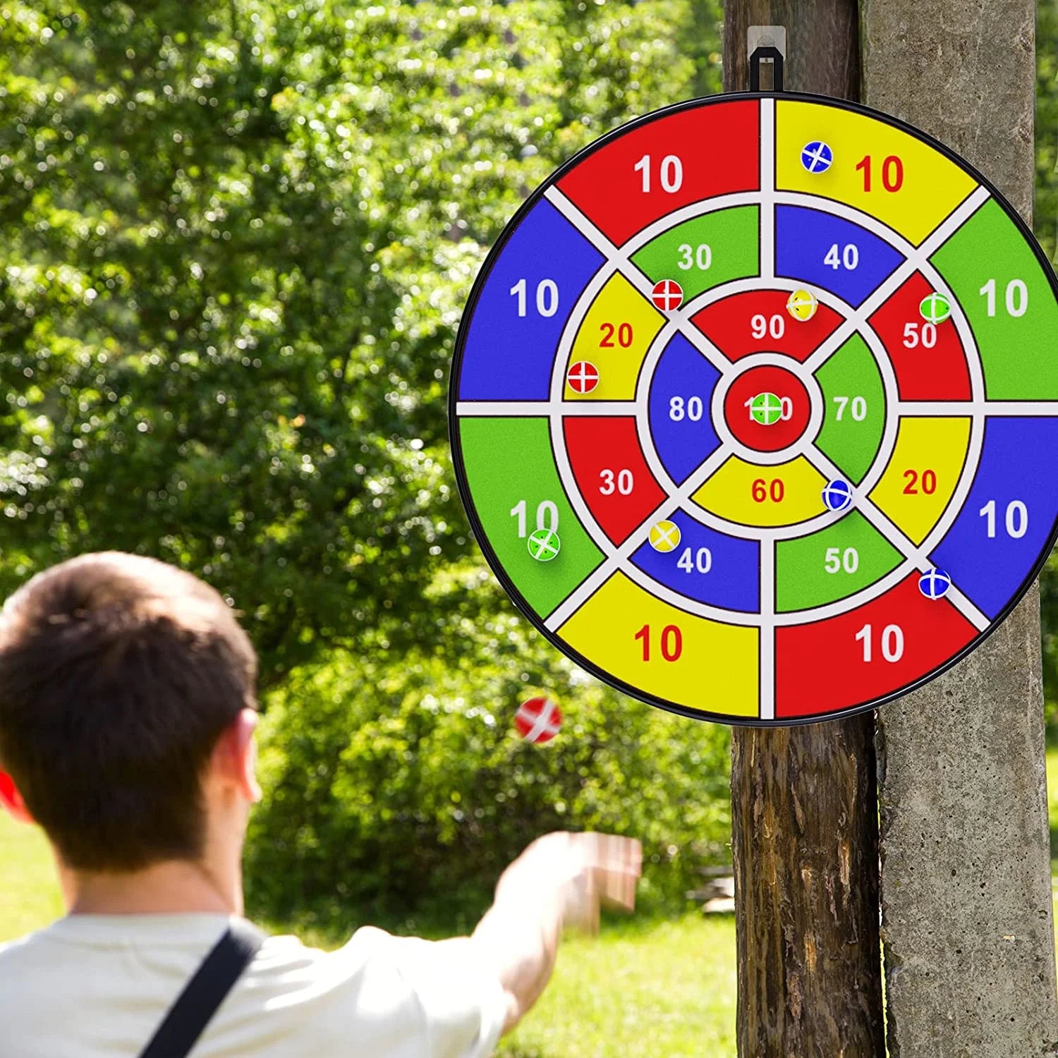 CJUAN 29" Large Dart Board Set for Kids - Fun Indoor & Outdoor Game with 12 Sticky Balls - Perfect Birthday Gift for Ages 3 to 12