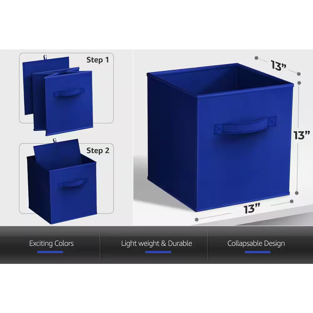 Brighten Your Space with Our Large Multicolored Storage Bins - Foldable Organizer Cubes with Handles, Set of 6 (13 In. X 13 In.)