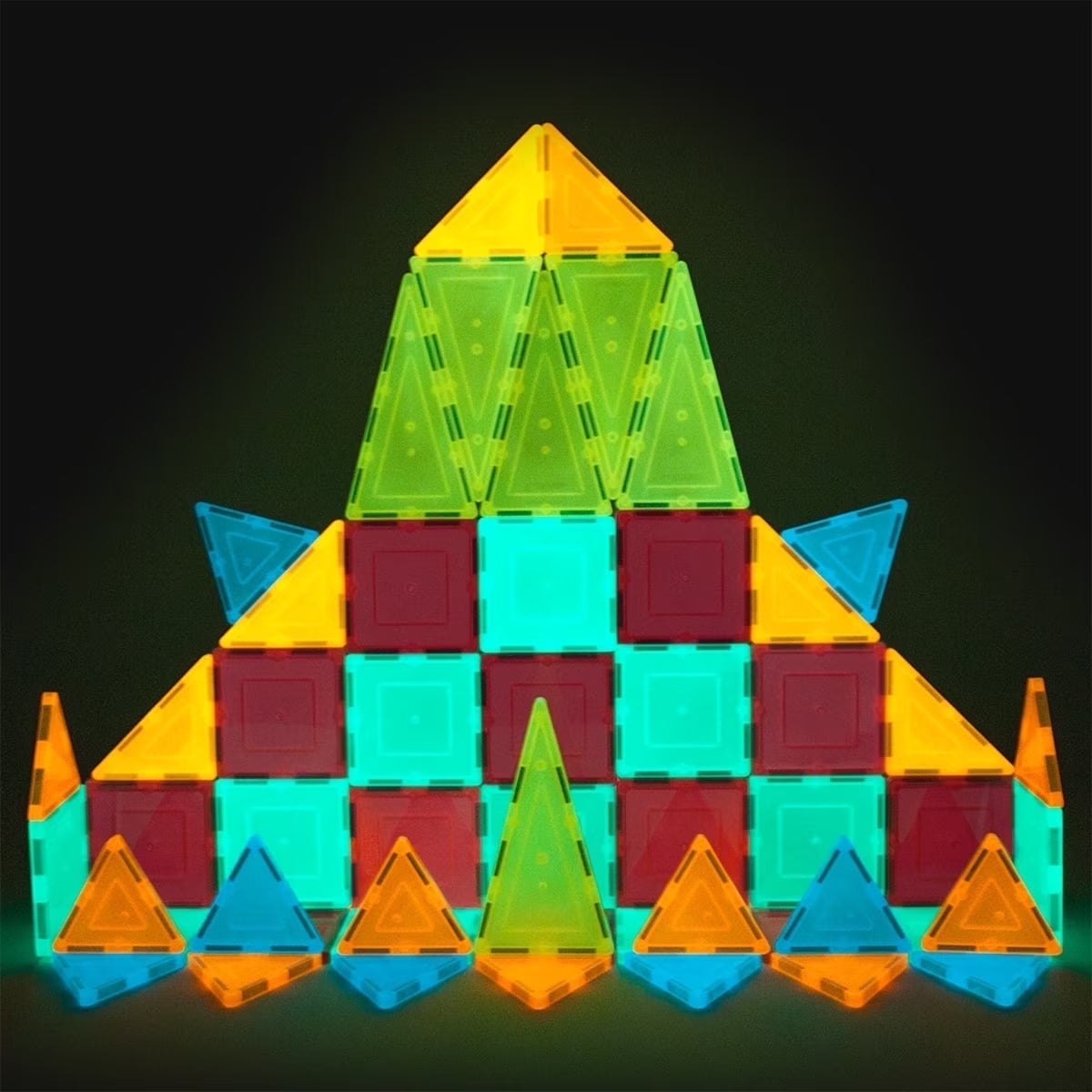 PICASSO-TILES Glow in the Dark Magnetic Building Blocks - Fun STEM Educational Toy for Kids Ages 3 and Up