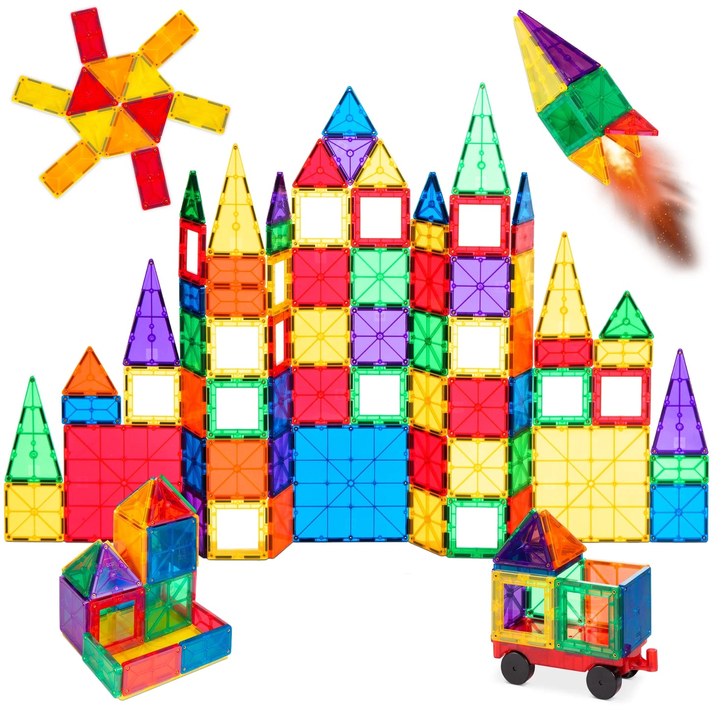 Unlock Endless Creativity with the 110-Piece Multicolor Kids Magnetic Tiles Set - Perfect Educational STEM Toy with Storage Case!