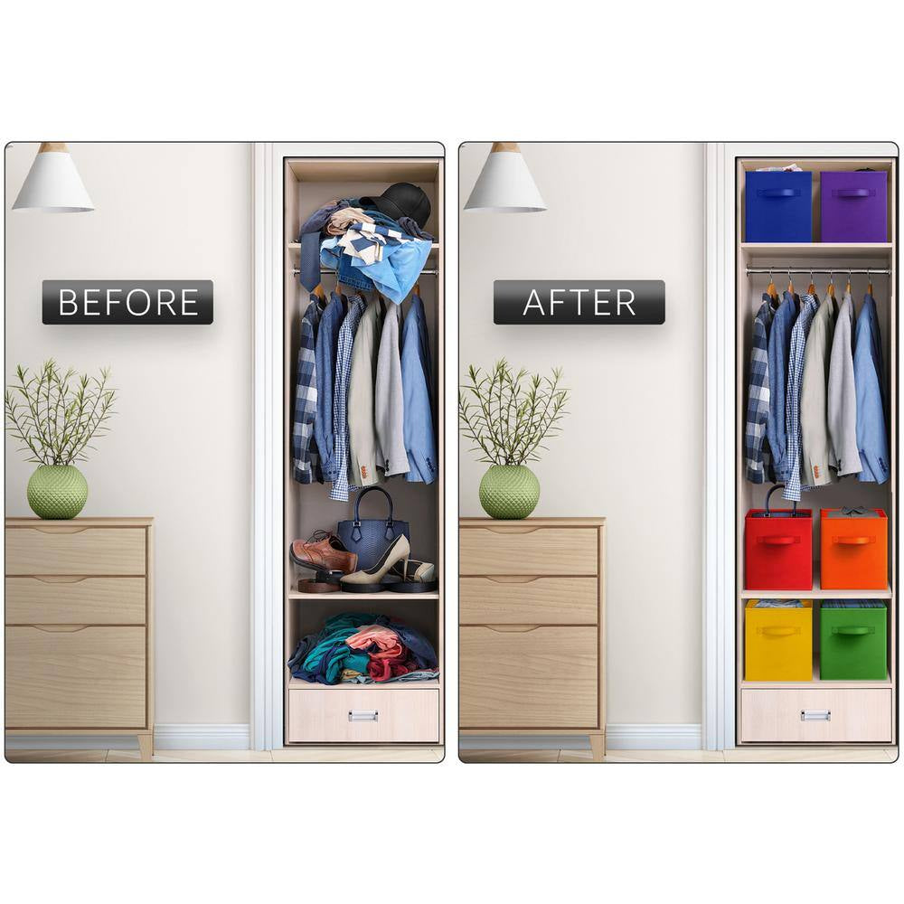 Brighten Your Space with Our Large Multicolored Storage Bins - Foldable Organizer Cubes with Handles, Set of 6 (13 In. X 13 In.)