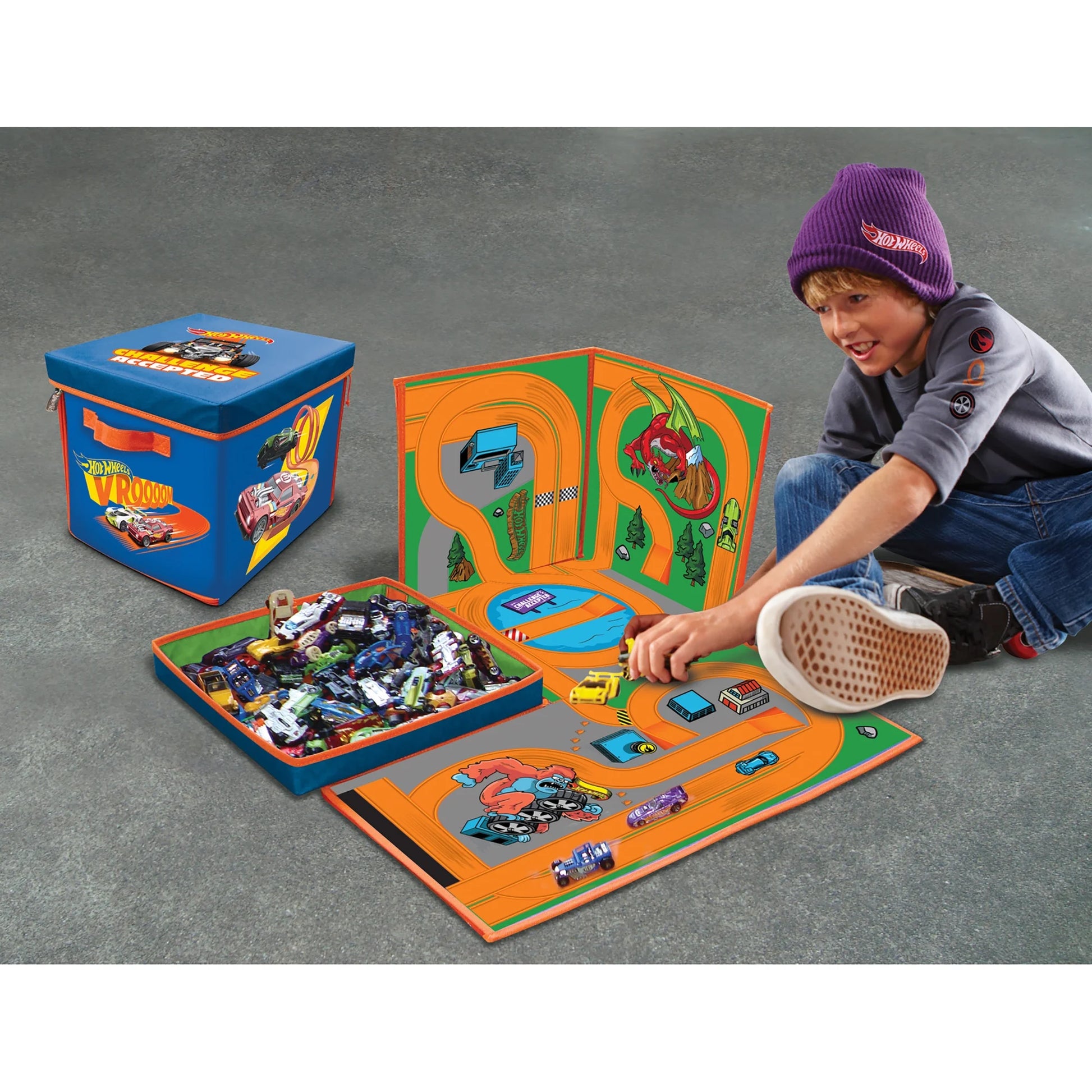Ultimate Hot Wheels 300 Car Storage Cube & Playmat - Organize and Play in Style!