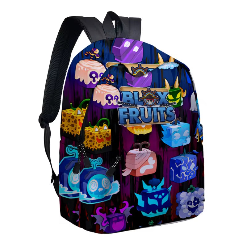 Stylish Blox Fruits Cartoon School Bags for Kids - Perfect Backpacks and Pencil Cases!