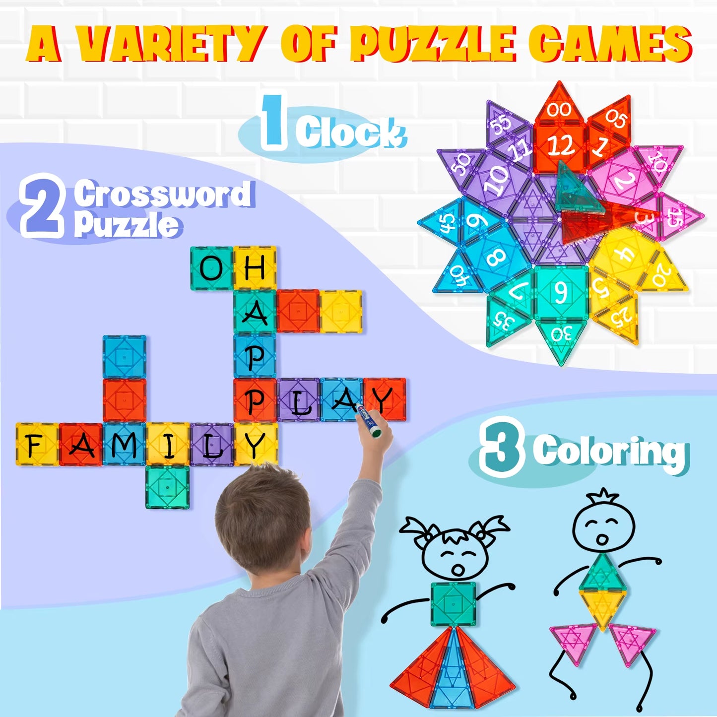 Unlock Creativity with the 52-Piece Luxury Magnetic Tiles Toy Set - 3D Rhombus Building Blocks for Endless Fun!