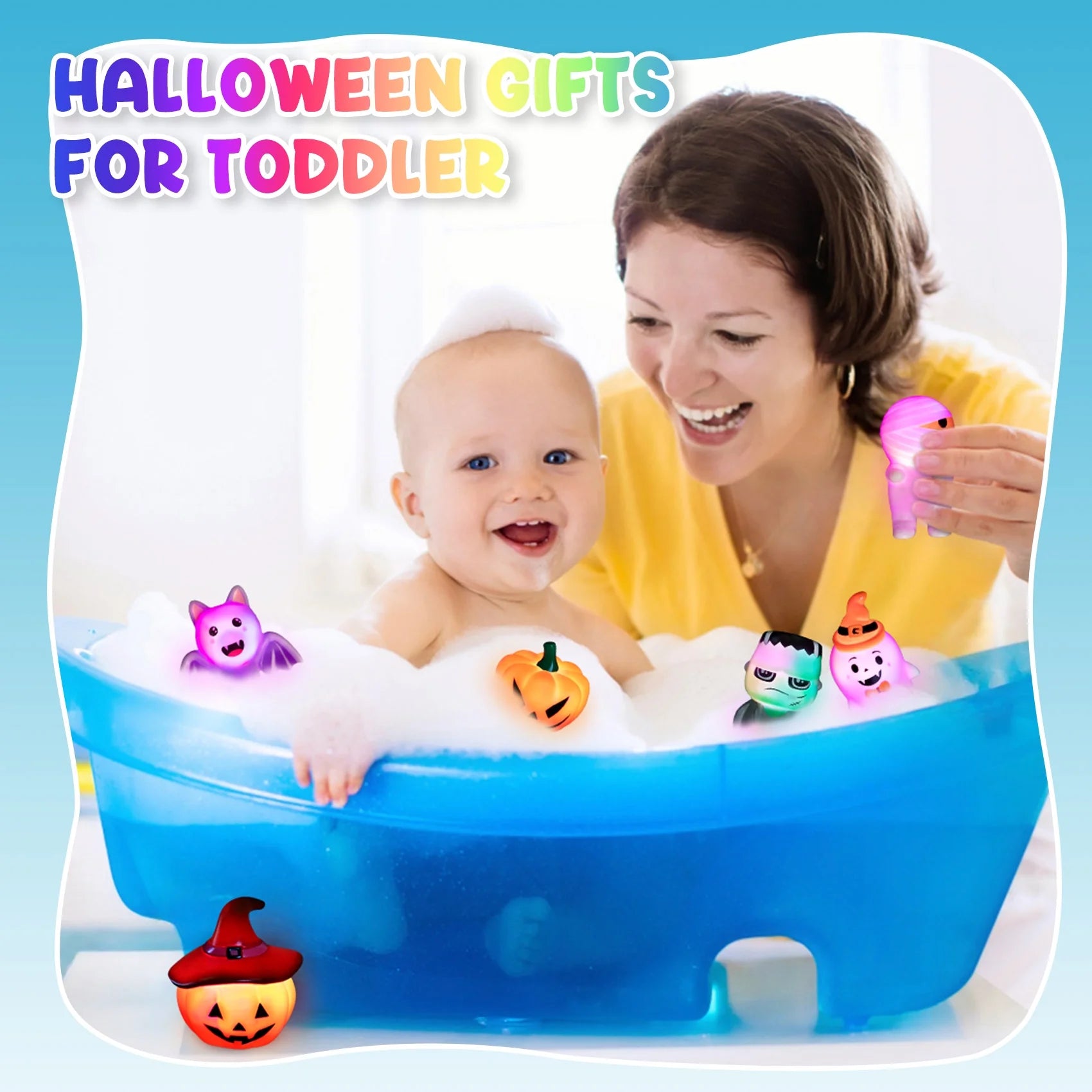 Spooktacular 6-Piece Halloween Light-Up Bath Toy Set for Kids - Perfect Halloween Party Favors and Gifts!