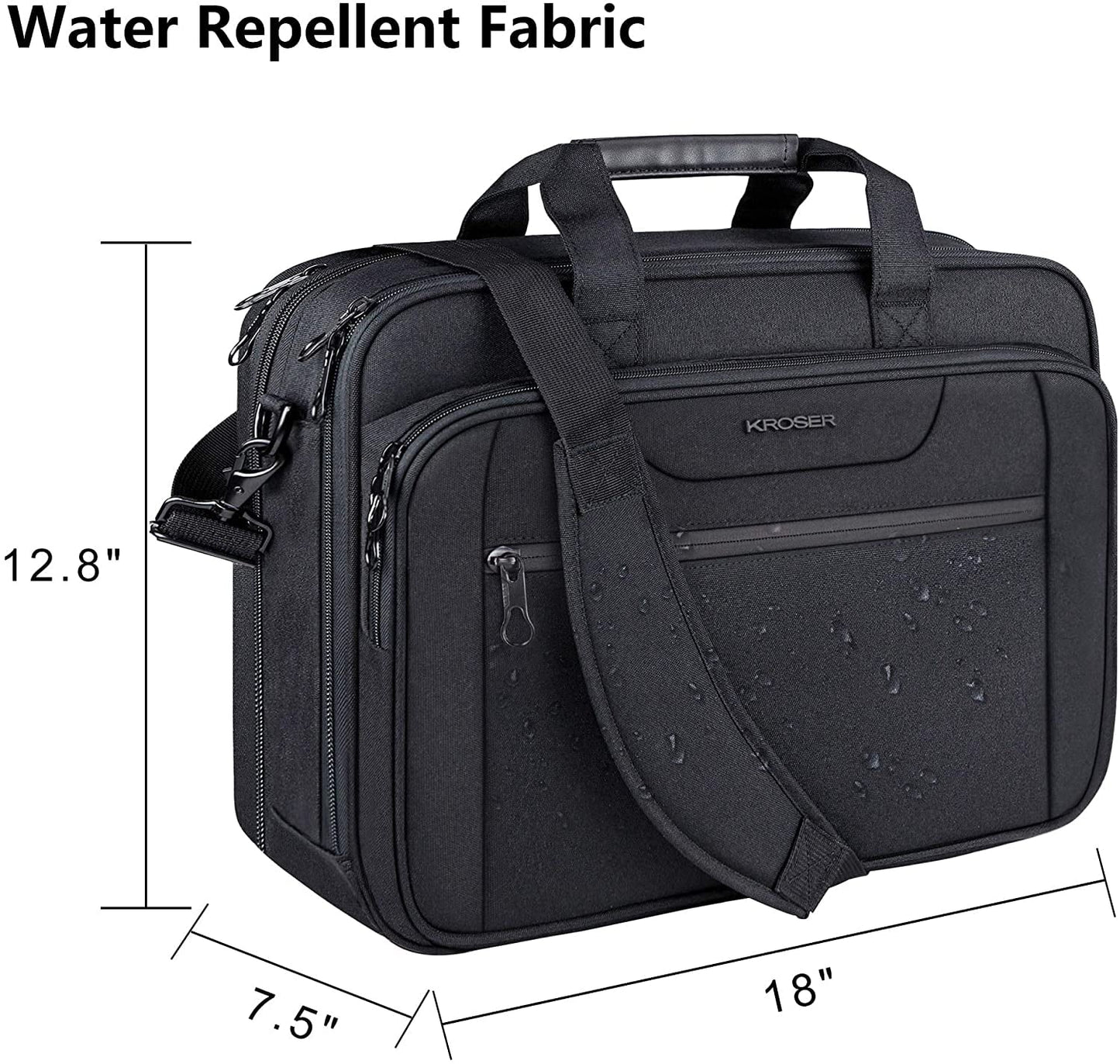 Stylish and Durable Black Laptop Bag Briefcase – Fits Up to 17.3" Laptops, Perfect for Travel, Business, and School