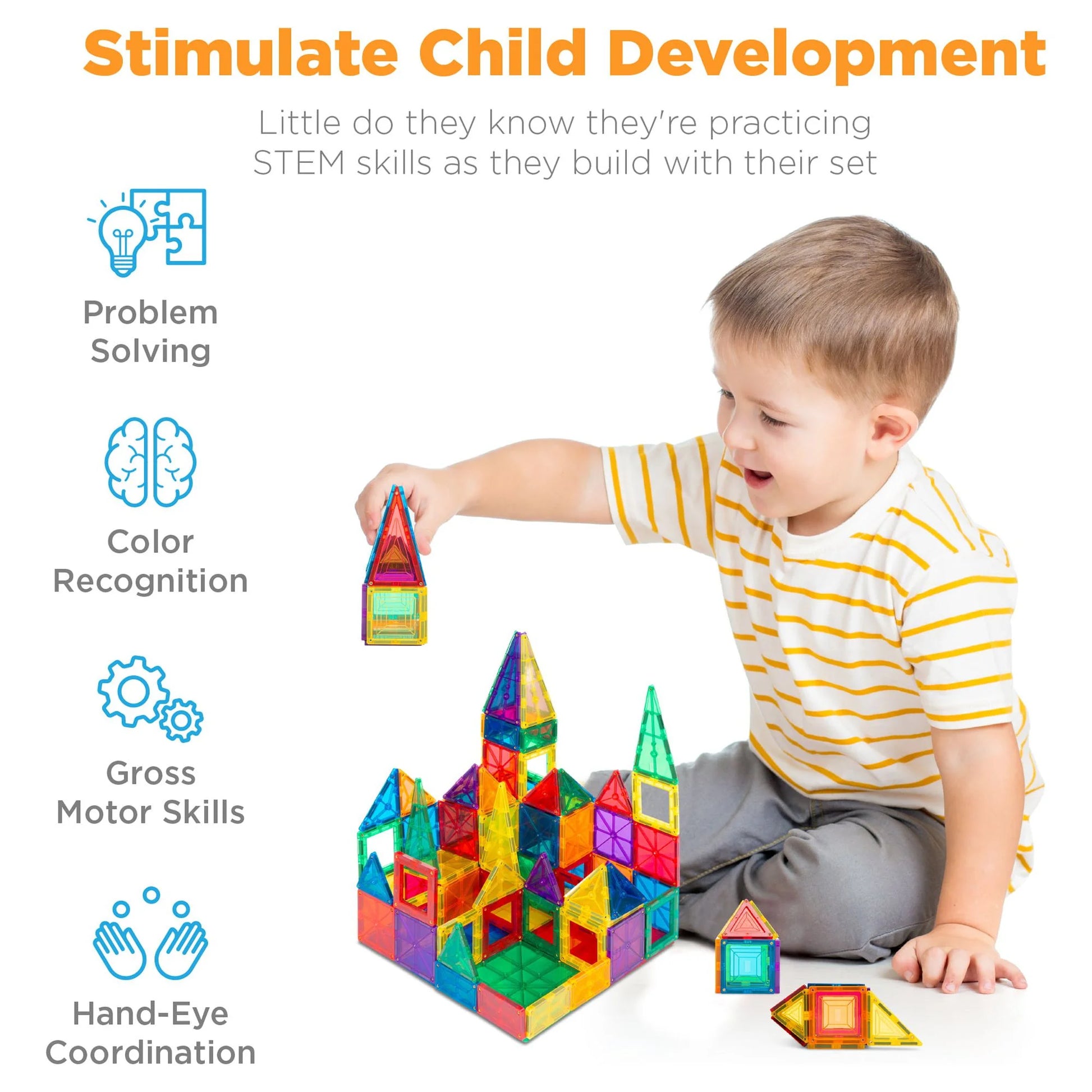 Unlock Endless Creativity with the 110-Piece Multicolor Kids Magnetic Tiles Set - Perfect Educational STEM Toy with Storage Case!