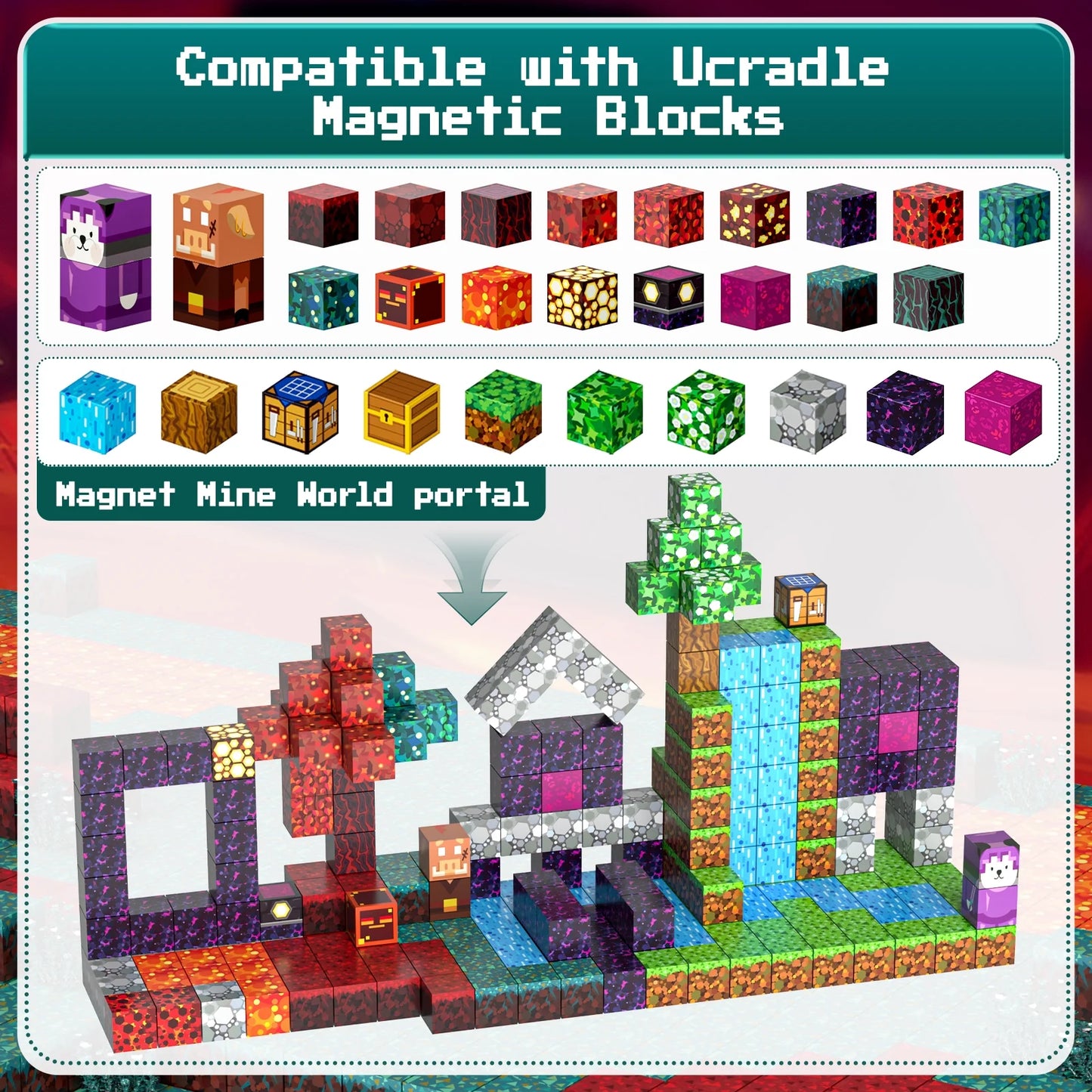 Unlock Creativity with 108 Pieces of Magnetic Blocks - Build Your Own Mine Magnet World Set for Kids and Adults, STEM Certified Fun!
