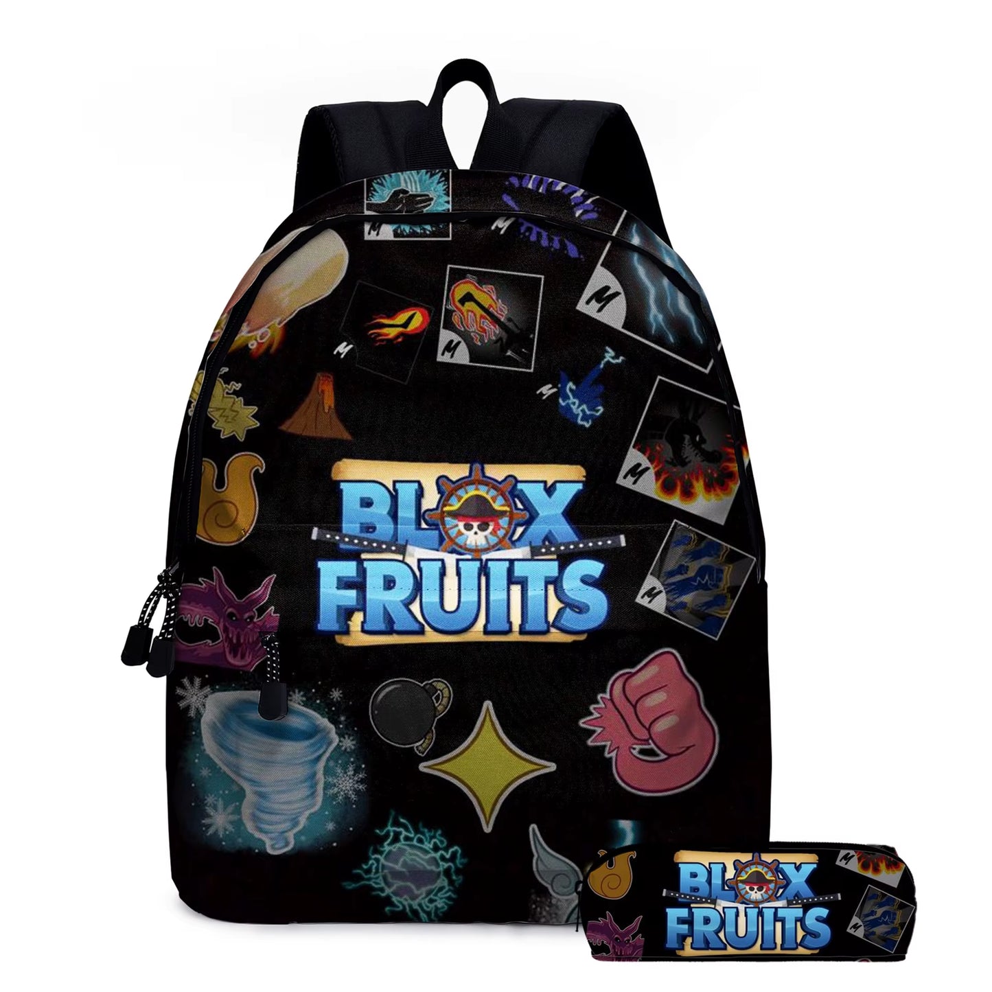 Stylish Blox Fruits Cartoon School Bags for Kids - Perfect Backpacks and Pencil Cases!