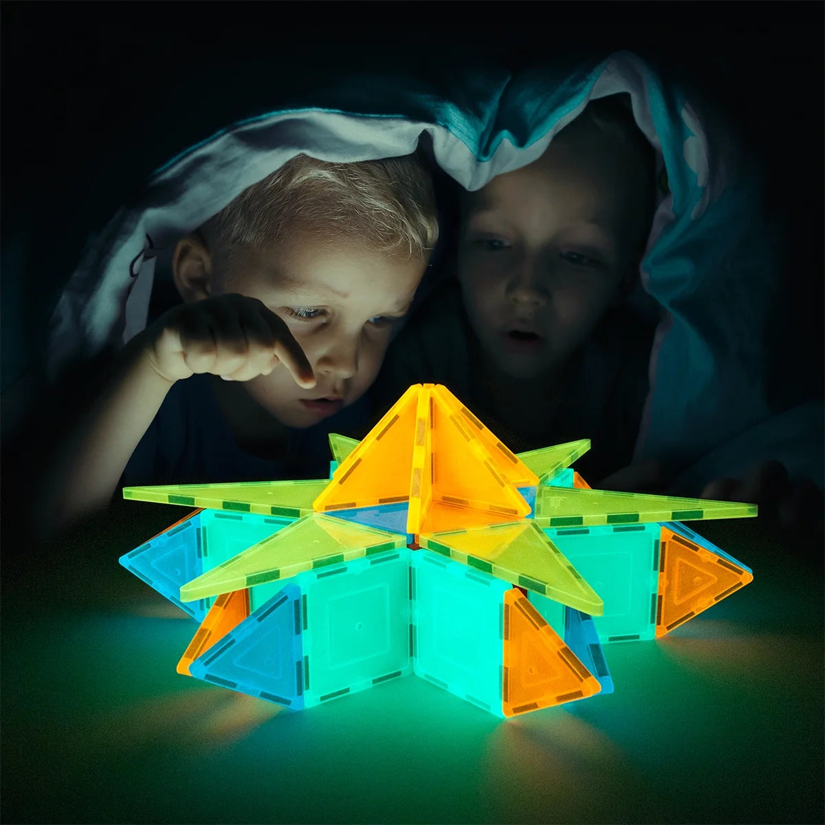 PICASSO-TILES Glow in the Dark Magnetic Building Blocks - Fun STEM Educational Toy for Kids Ages 3 and Up