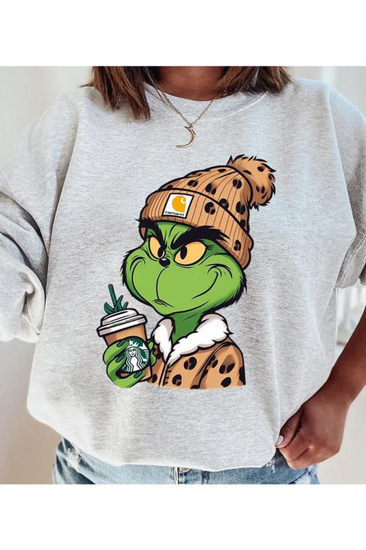 Cozy Up with Our Unisex Grinch Christmas Fleece Sweatshirt - Perfect for the Holiday Season!