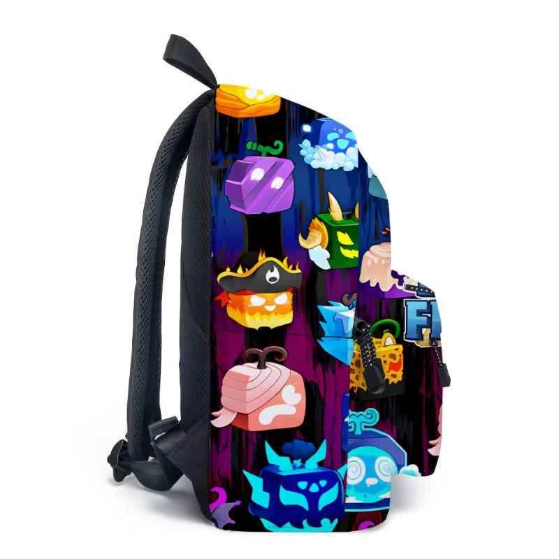 Stylish Blox Fruits Cartoon School Bags for Kids - Perfect Backpacks and Pencil Cases!
