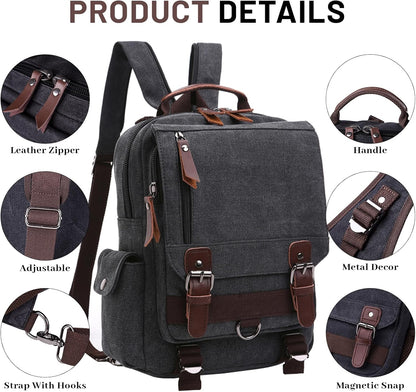 Canvas Cross Body Messenger Bag Shoulder Sling Backpack Travel Rucksack