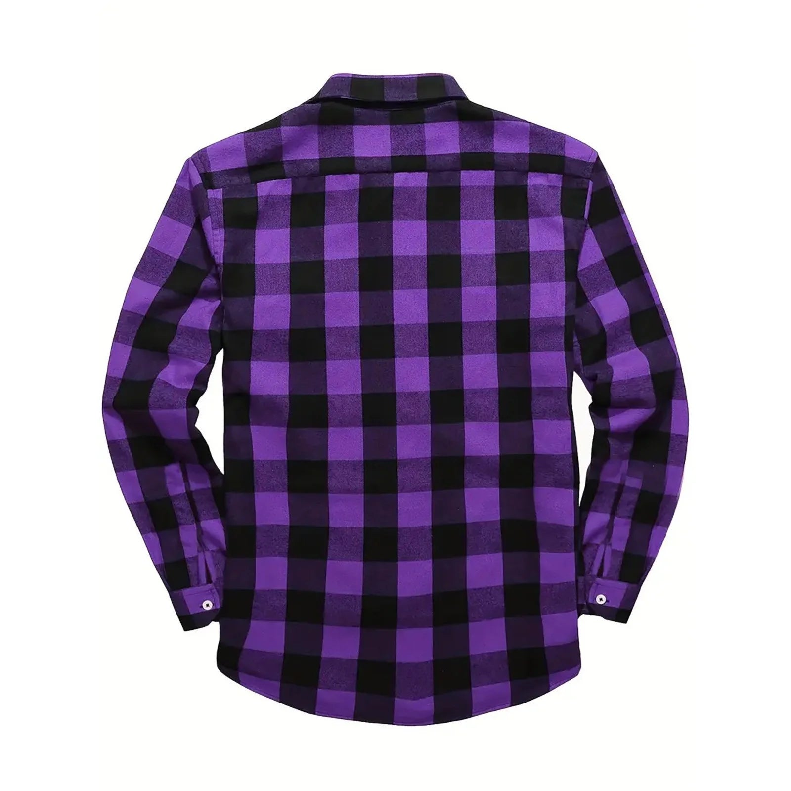 Stylish Clearance Long Sleeve Flannel Plaid Shirt for Men - Lightweight Purple Button-Up with Pockets