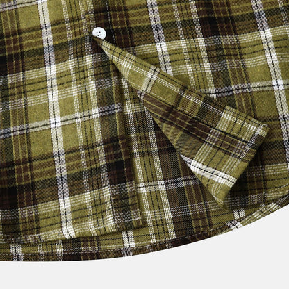 Men's Lightweight Hooded Flannel Plaid Shirt - Casual Long Sleeve Button Down in Stylish Green#01
