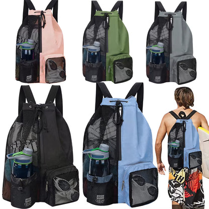 Ultimate Basketball & Beach Drawstring Backpack with Wet Pockets - Lightweight, Comfortable, and Versatile for All Your Outdoor Adventures!