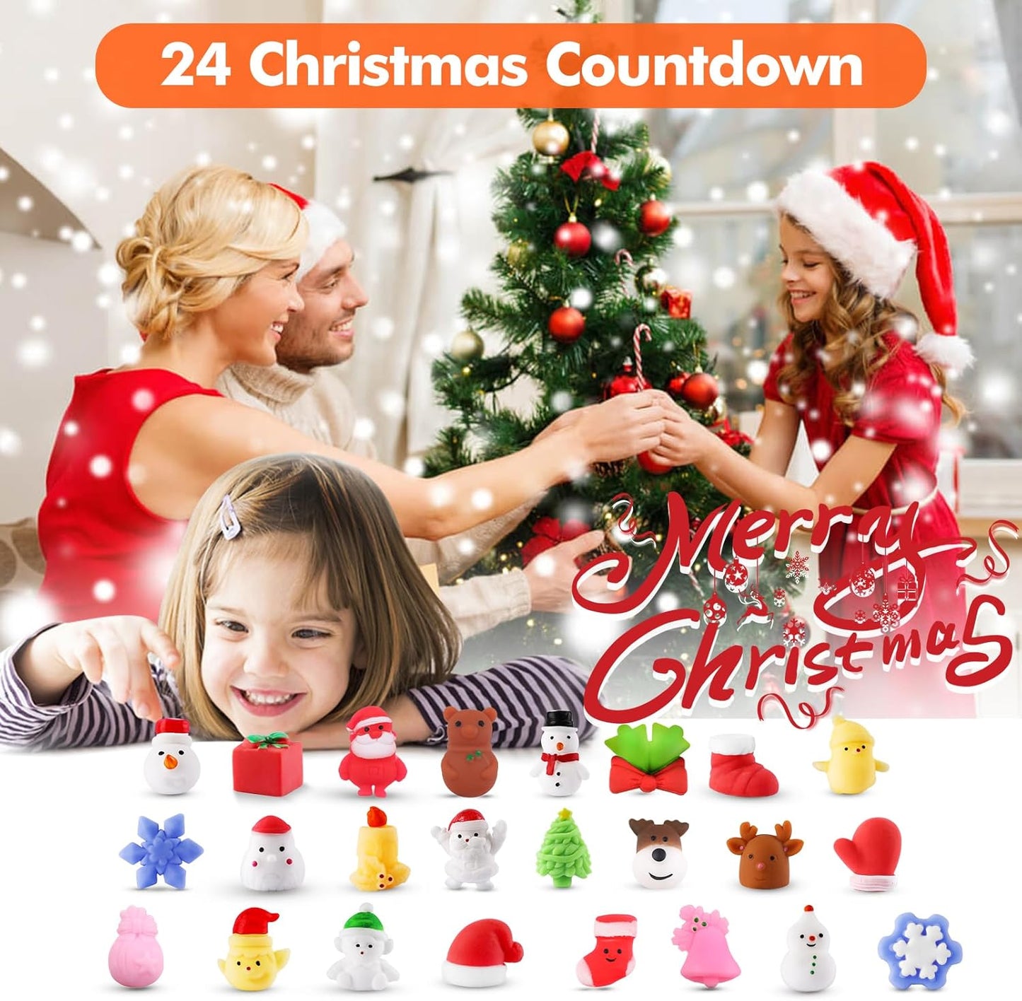 Delightful Christmas Squishies Advent Calendar 2025 - 24 Adorable Mochi Toys for Festive Countdown Fun! Perfect Holiday Gift for Kids!