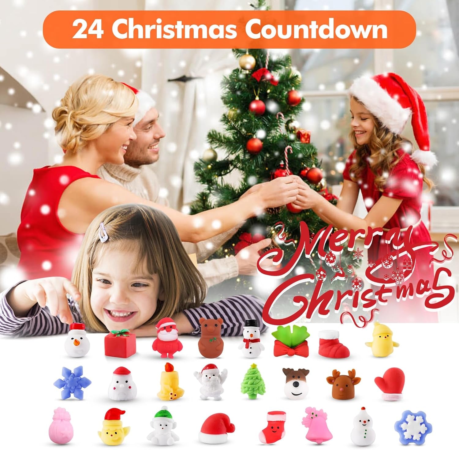 Delightful Christmas Squishies Advent Calendar 2025 - 24 Adorable Mochi Toys for Festive Countdown Fun! Perfect Holiday Gift for Kids!