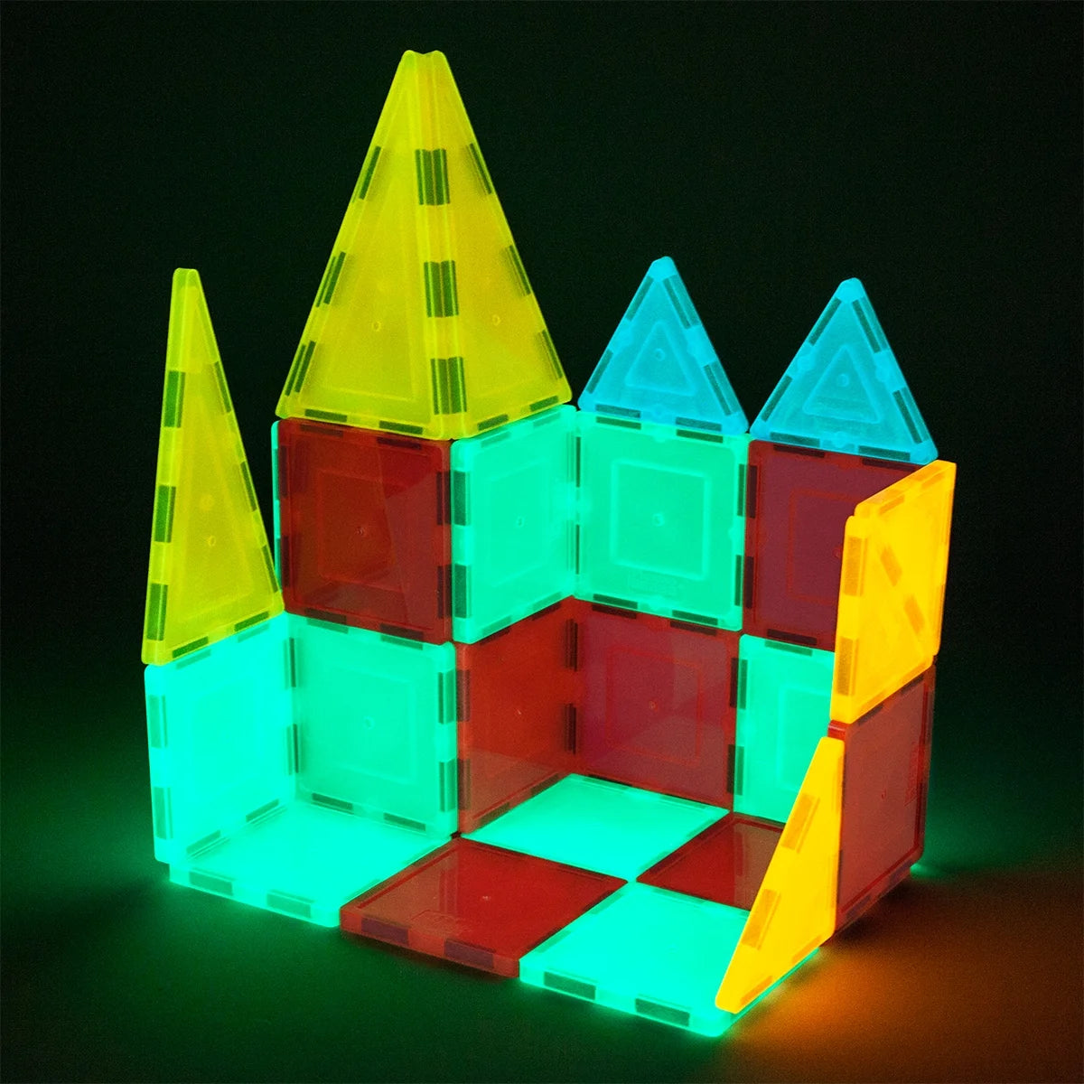 PICASSO-TILES Glow in the Dark Magnetic Building Blocks - Fun STEM Educational Toy for Kids Ages 3 and Up