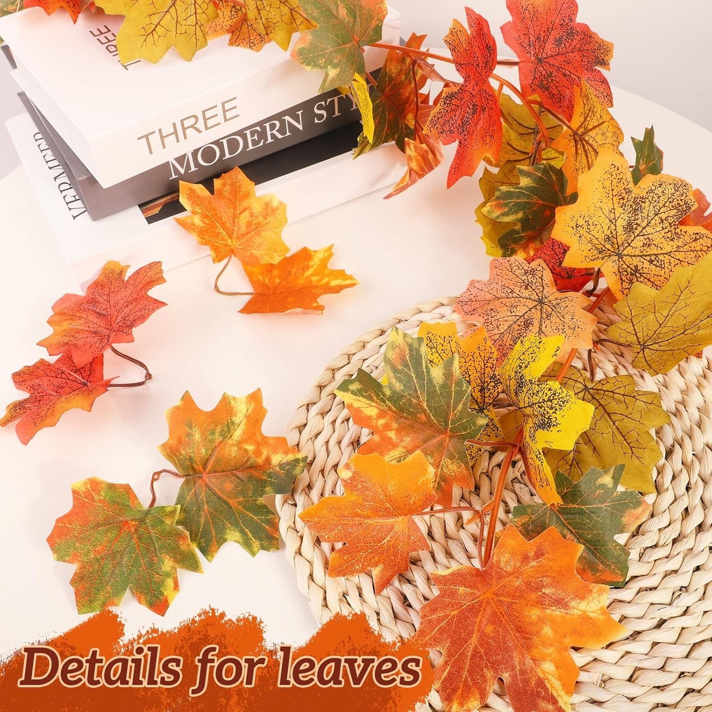 Transform Your Space with Our 2 Pack Fall Garland Maple Leaf - 5.8Ft Each in 6 Vibrant Autumn Colors!