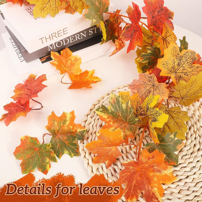 Transform Your Space with Our 2 Pack Fall Garland Maple Leaf - 5.8Ft Each in 6 Vibrant Autumn Colors!