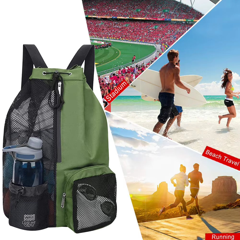 Ultimate Basketball & Beach Drawstring Backpack with Wet Pockets - Lightweight, Comfortable, and Versatile for All Your Outdoor Adventures!