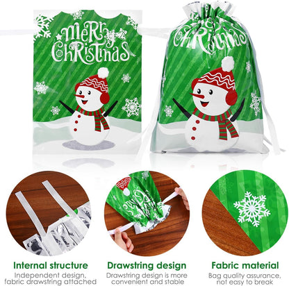 30PCS Assorted Christmas Drawstring Bags - Festive Foil Wrapping Sacks for Holiday Gifts and Party Favors
