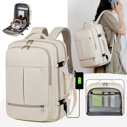 Stylish Large Capacity Backpack for Business and Travel - Versatile Design with Multiple Pockets and Zippers