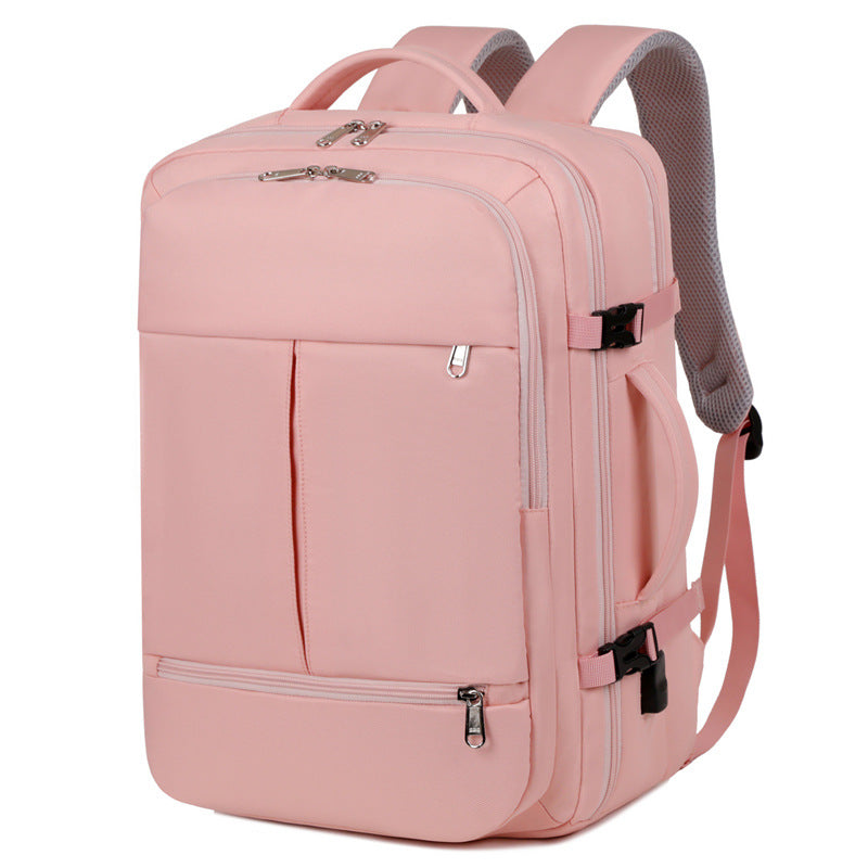 Stylish Large Capacity Backpack for Business and Travel - Versatile Design with Multiple Pockets and Zippers
