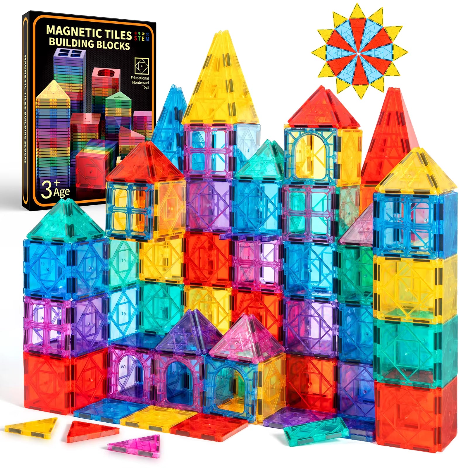 Unlock Creativity with the 52-Piece Luxury Magnetic Tiles Toy Set - 3D Rhombus Building Blocks for Endless Fun!