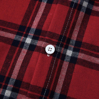 Stay Cozy and Stylish This Season with Our Men's Casual Plaid Flannel Jacket with Hood - Lightweight, Long Sleeve & Versatile in Red, Size XL