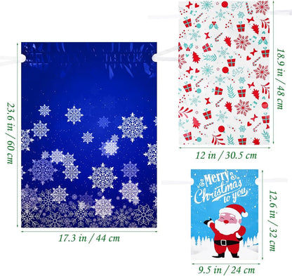 30PCS Assorted Christmas Drawstring Bags - Festive Foil Wrapping Sacks for Holiday Gifts and Party Favors