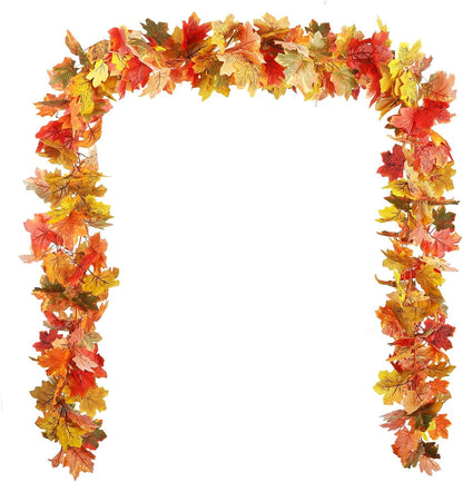 Transform Your Space with Our 2 Pack Fall Garland Maple Leaf - 5.8Ft Each in 6 Vibrant Autumn Colors!