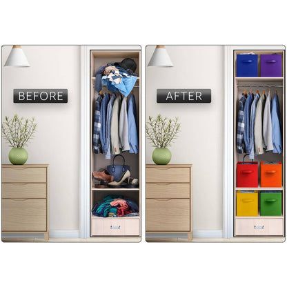 Brighten Your Space with Our Large Multicolored Storage Bins - Foldable Organizer Cubes with Handles, Set of 6 (13 In. X 13 In.)