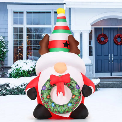 Delightful 5 FT Christmas Gnomes Inflatables with LED Lights – Perfect Outdoor Holiday Decor for Your Festive Celebrations