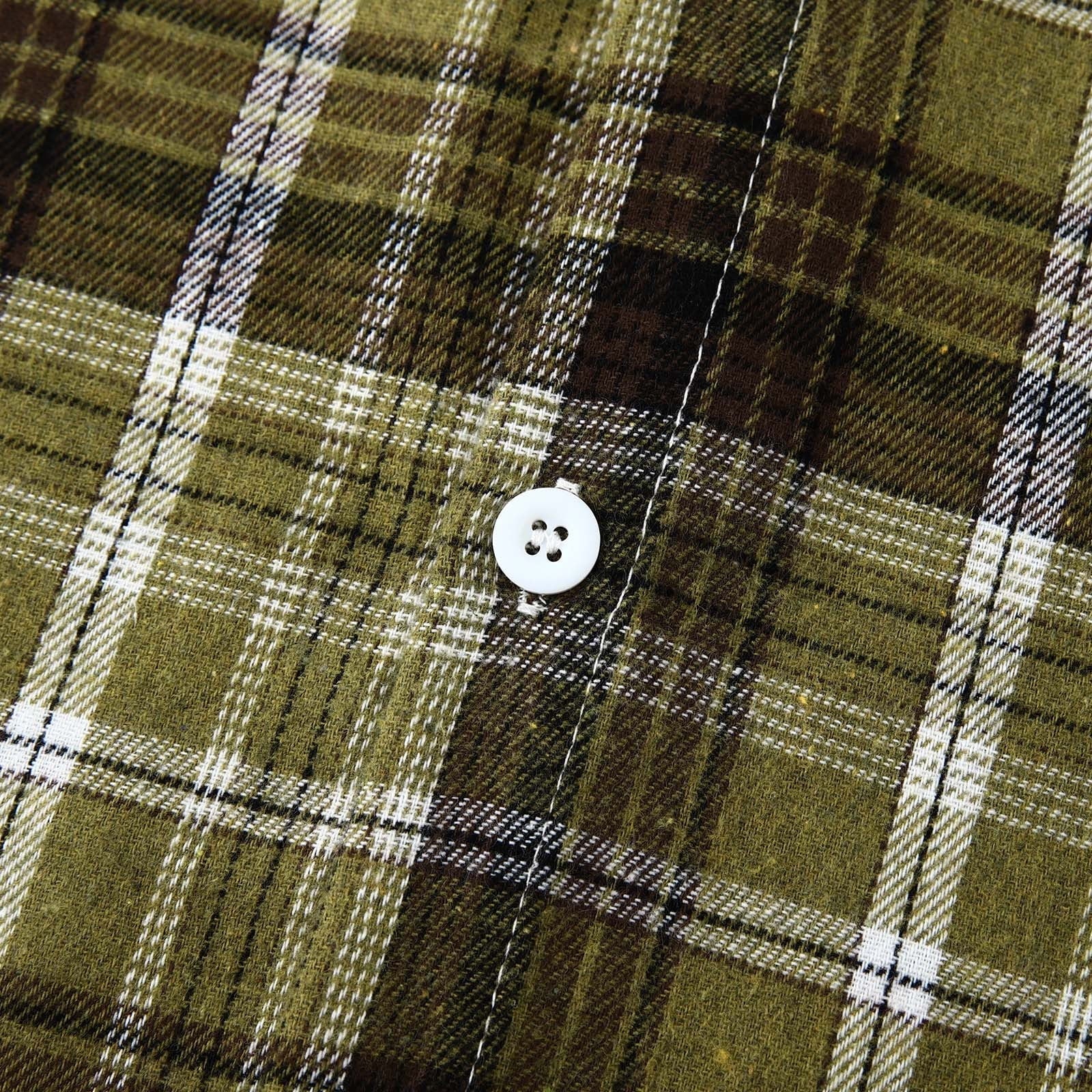 Men's Lightweight Hooded Flannel Plaid Shirt - Casual Long Sleeve Button Down in Stylish Green#01