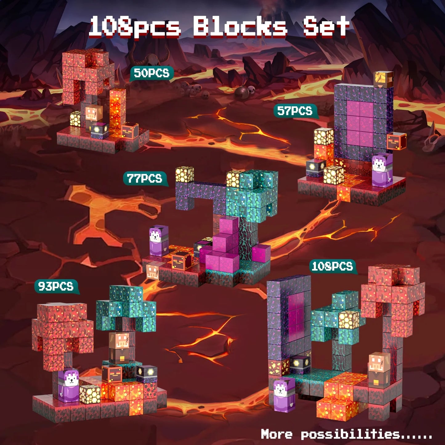 Unlock Creativity with 108 Pieces of Magnetic Blocks - Build Your Own Mine Magnet World Set for Kids and Adults, STEM Certified Fun!