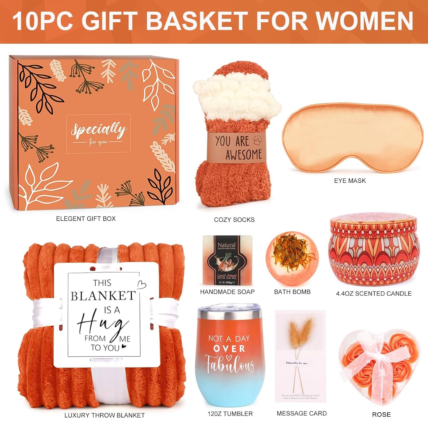 Delightful Fall Gifts for Women: Cozy Spa Set with Candle, Blanket, and More - Perfect for Halloween, Birthdays, and Thanksgiving!