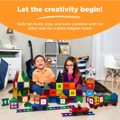 Unlock Endless Creativity with the 110-Piece Multicolor Kids Magnetic Tiles Set - Perfect Educational STEM Toy with Storage Case!