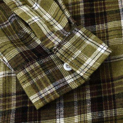 Men's Lightweight Hooded Flannel Plaid Shirt - Casual Long Sleeve Button Down in Stylish Green#01