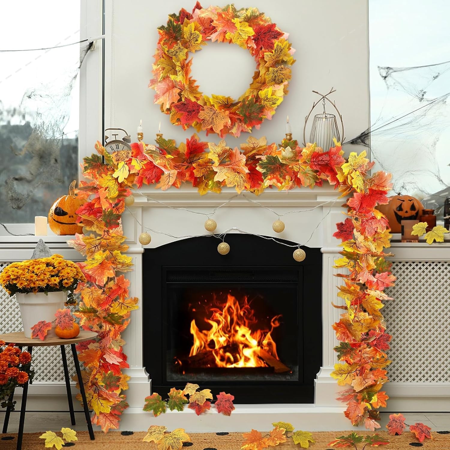 Transform Your Space with Our 2 Pack Fall Garland Maple Leaf - 5.8Ft Each in 6 Vibrant Autumn Colors!