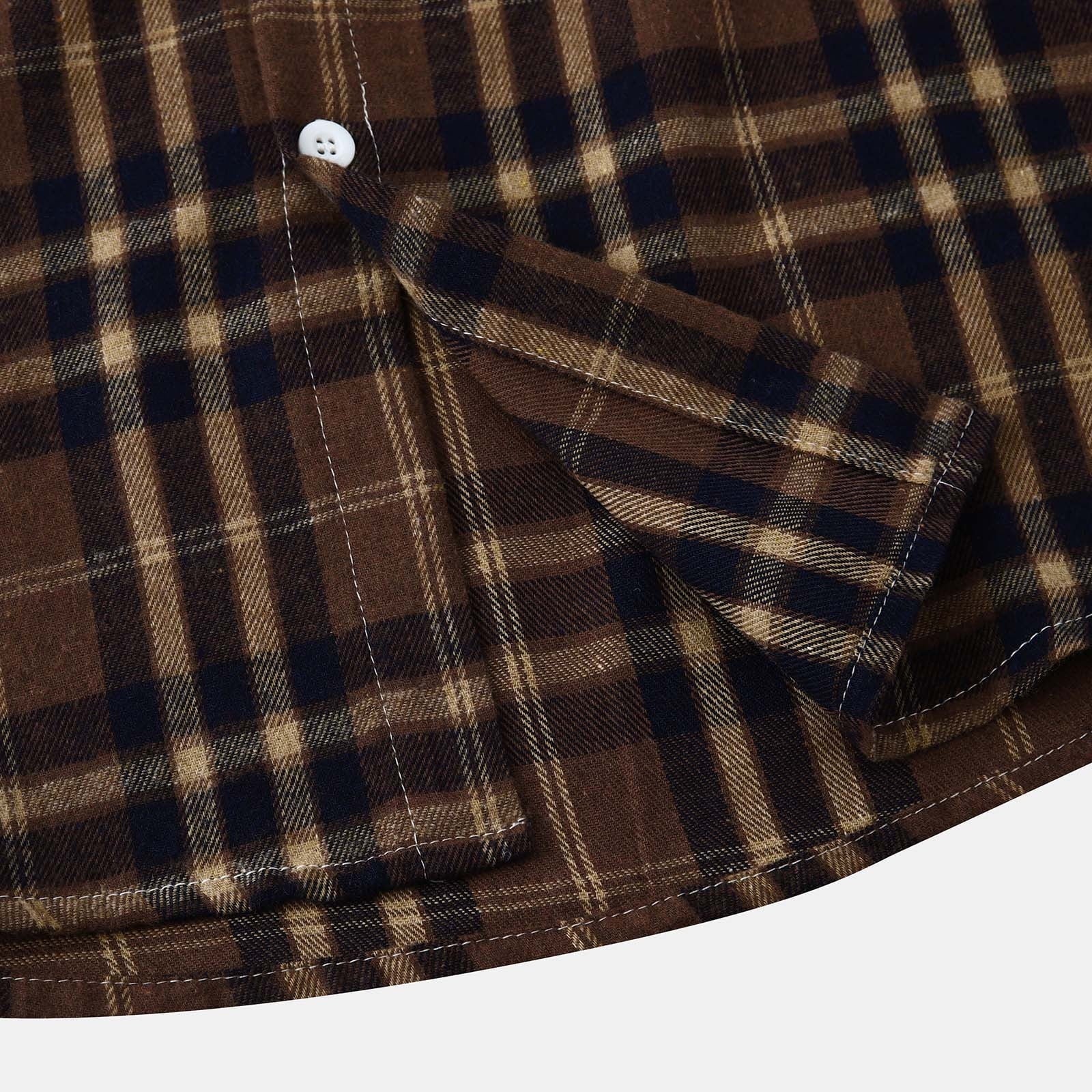 Stylish Men's Flannel Plaid Hooded Shirt - Lightweight Casual Long Sleeve Button Down in Coffee#02 - Perfect for Every Season!