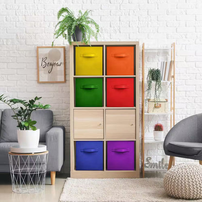 Brighten Your Space with Our Large Multicolored Storage Bins - Foldable Organizer Cubes with Handles, Set of 6 (13 In. X 13 In.)