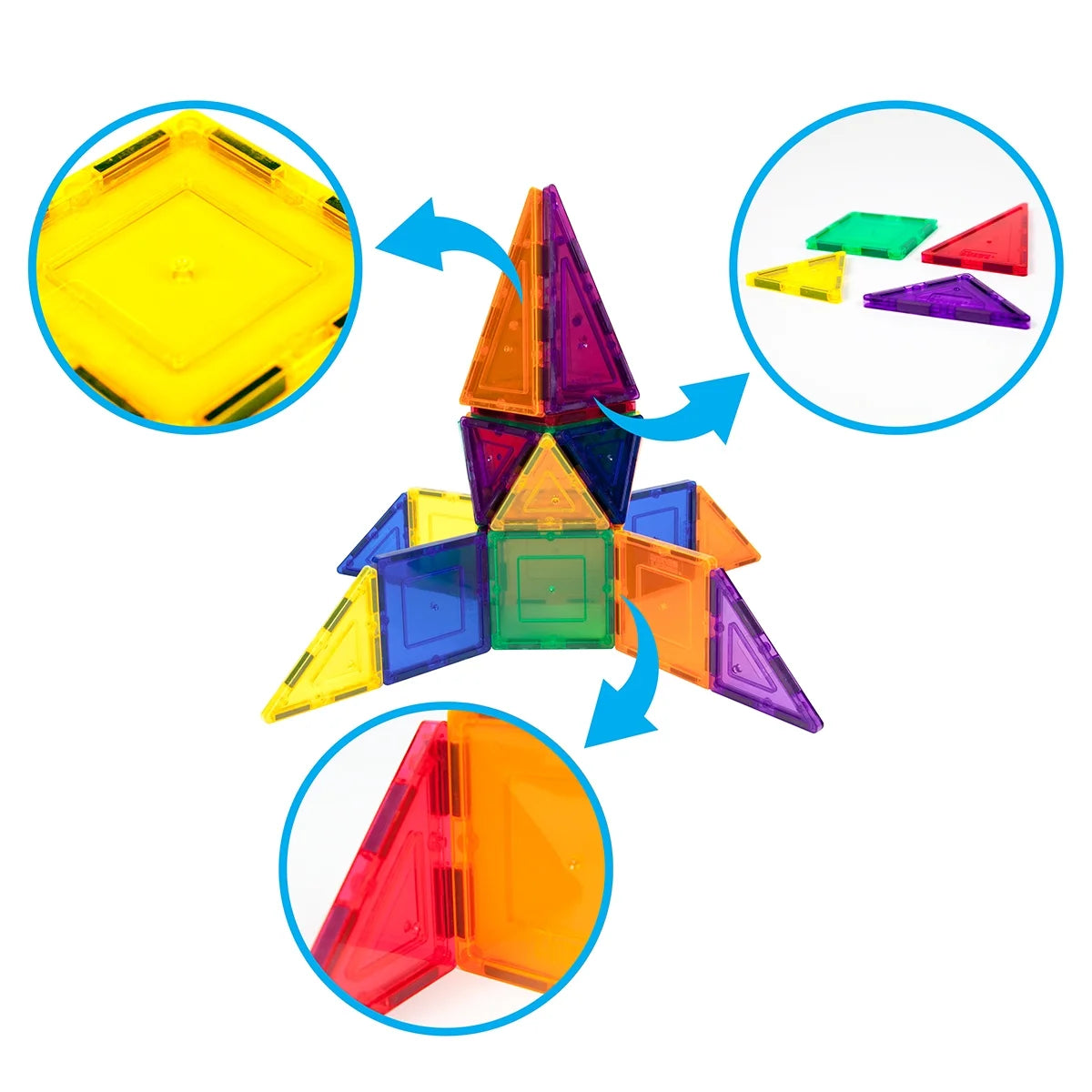 PICASSO-TILES Glow in the Dark Magnetic Building Blocks - Fun STEM Educational Toy for Kids Ages 3 and Up