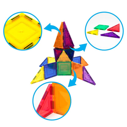 PICASSO-TILES Glow in the Dark Magnetic Building Blocks - Fun STEM Educational Toy for Kids Ages 3 and Up