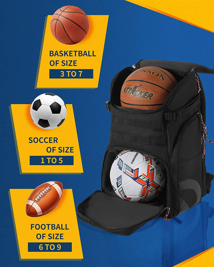 Ultimate Large Basketball Backpack with Dedicated Ball Compartment and Shoe Pocket - Perfect for All Sports Lovers!
