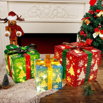 Illuminate Your Holidays with Our Set of 3 Stunning Lighted Gift Boxes - Perfect for Christmas Decor!