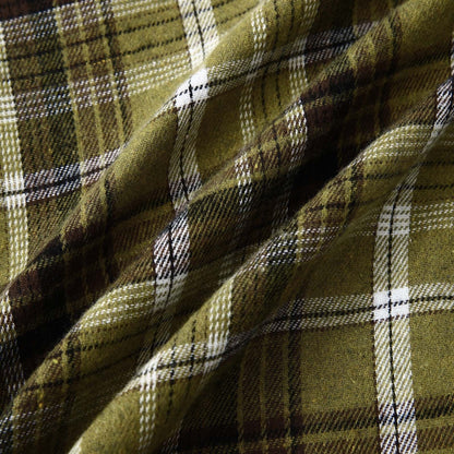 Men's Lightweight Hooded Flannel Plaid Shirt - Casual Long Sleeve Button Down in Stylish Green#01